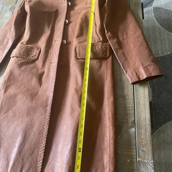 Margaret Godfrey suede long length leather jacket/trench. - Picture 2 of 9